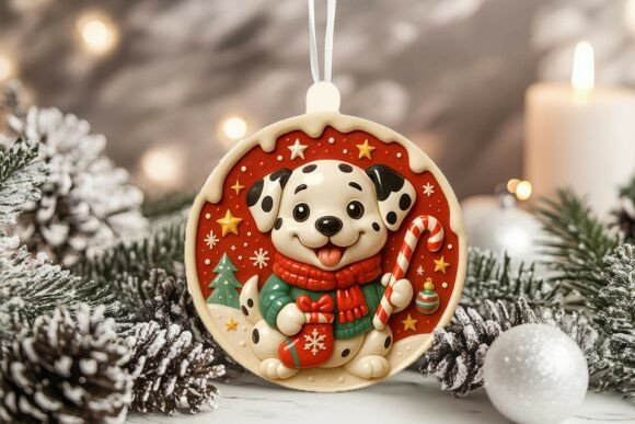 3D Porcelain Dalmatian Dog Xmas Ornament: A Charming Addition to Your Holiday Decor