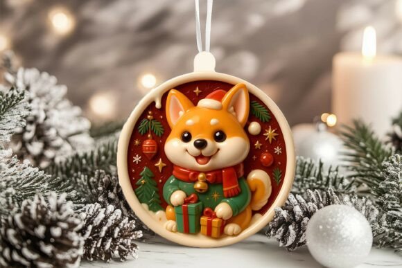 3D Porcelain Shiba Inu Dog Xmas Ornament: A Versatile Addition to Your Holiday Decor
