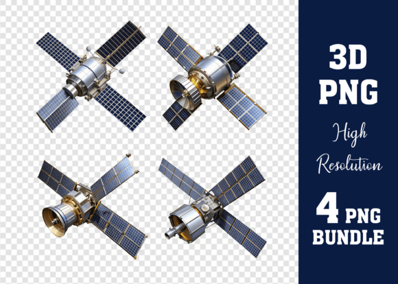 3D Spacecraft Satellite PNG Mega Bundle: High-Quality Graphics for Your Creative Projects