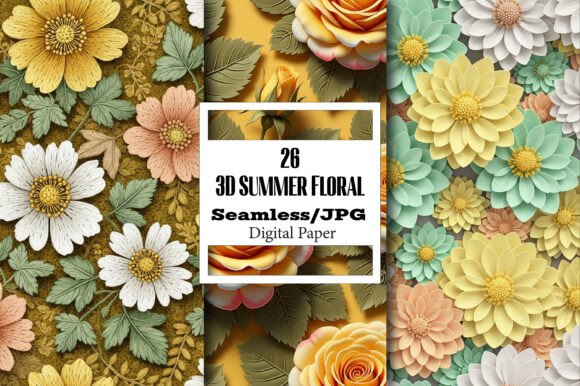 3D Summer Floral Pattern Seamless
