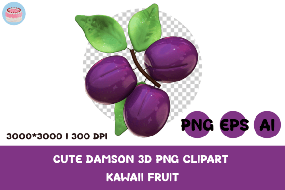 Adorable Cute Damson 3D PNG Clipart