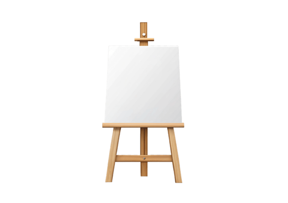 Blank Canvas on Wooden Easel 3D PNG