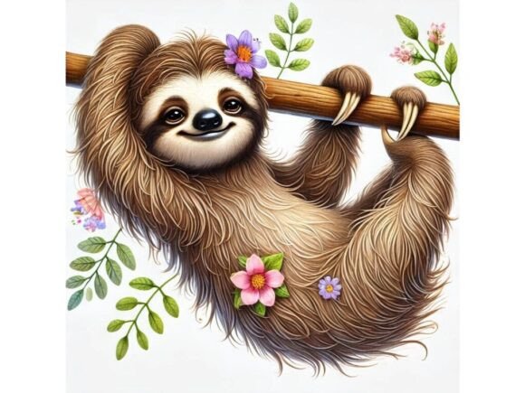 Captivating 3D Sloth Hanging from a Branch: A Versatile and Charming Addition to Your Creative Toolkit