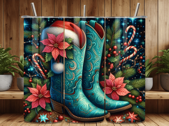 Christmas Cowboy Boots 3D Tumbler Wrap: A Festive and Stylish Addition