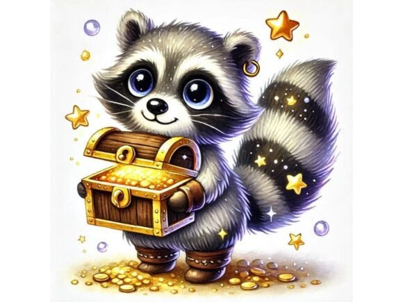 Creative Magic with 3D Raccoon and Stars