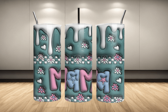Cute 3D Tumbler Mama Mom Png Wrap