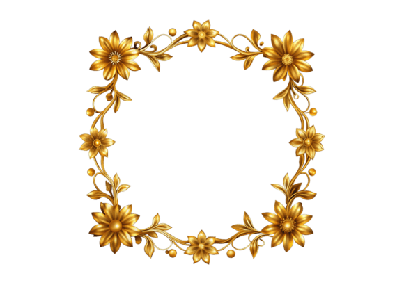 Discover High-Quality 3D Golden Flower Frame PNG