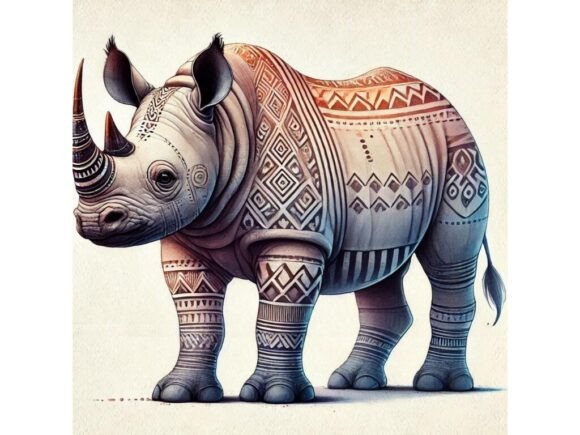 Discover the Unique 3D Rhino Calf with Tribal Markings