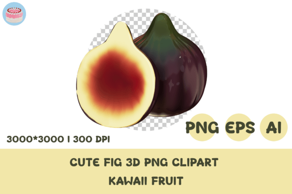 Embrace Adorability with Cute Fig 3D PNG Clipart Kawaii