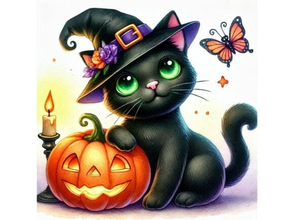 Enhance Your Creative Projects with a 3D Black Cat with Glowing Green Eyes