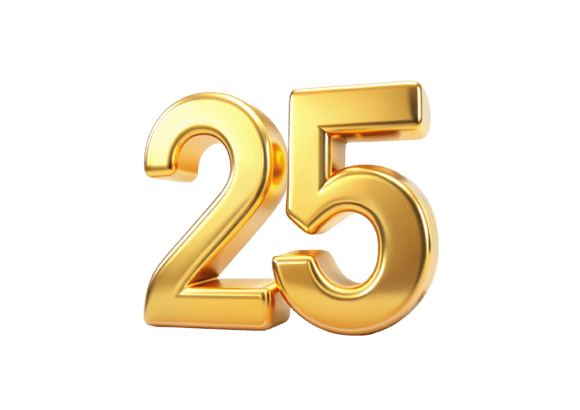 Enhance Your Designs with 3D Glittery Golden Number 25 PNG