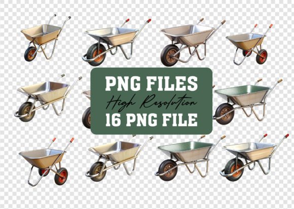 Explore 3D PNG Vintage Wheelbarrow Mega Bundle