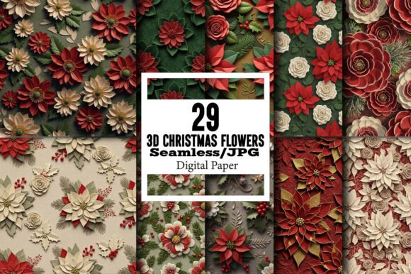 Explore the Versatility of 3D Christmas Flowers Seamless Papers