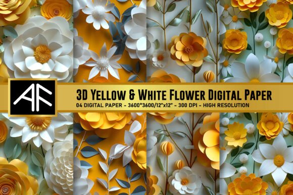 Exploring 3D Yellow White Flower Digital Paper: A Versatile Design Tool