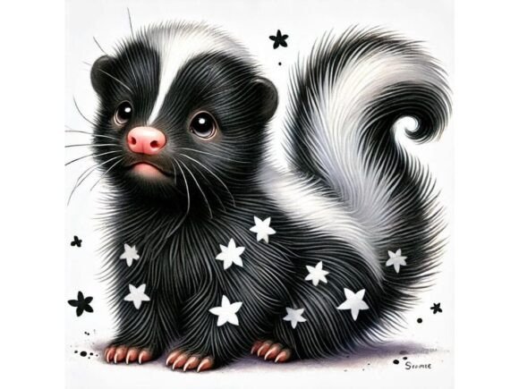 Exploring the Unique Appeal of a 3D Baby Skunk with White Star Patterns
