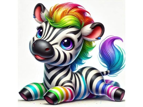Exploring the Unique Appeal of a 3D Baby Zebra with Rainbow-Colored Stripes