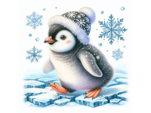 Exploring the Versatility of a 3D Baby Penguin with Snowflake Designs