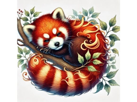 Exploring the Versatility of a 3D Red Panda Cub with Delicate Fire Patterns
