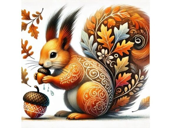 Exploring the Versatility of a 3D Squirrel with Autumn Leaf Patterns