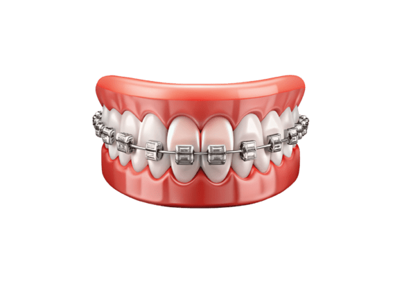 High-Quality 3D Braces on a Model of Human Teeth PNG: A Versatile Design Asset