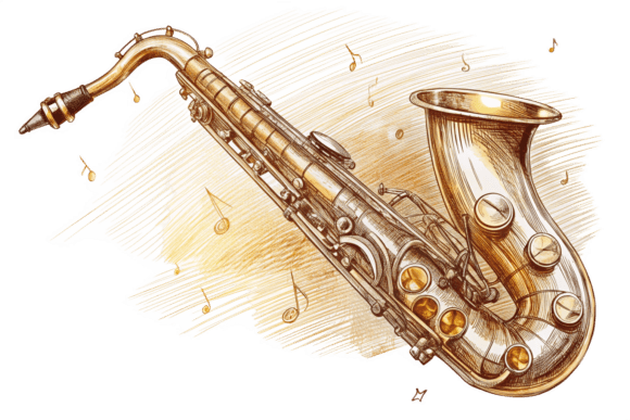 High-Quality 3D Watercolor Saxophone PNGs