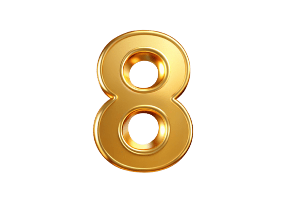 Number 8 Gold 3D Style PNG: A Versatile Design Asset