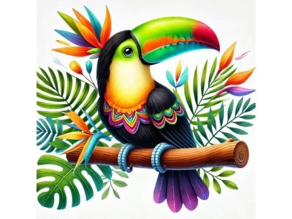 Unleash Creativity with a 3D Toucan and Bright Tropical Designs