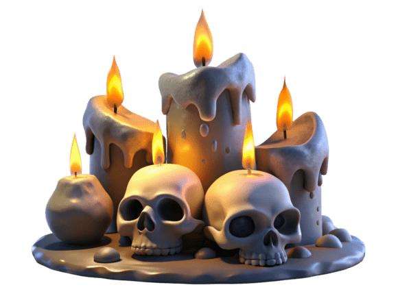 Unleash Your Creativity with PNG Skull with Dripping Candle 3D Render