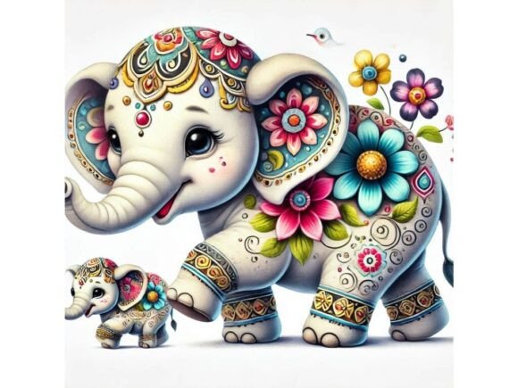 Unleashing Creativity with a 3D Elephant Calf Decorated with Floral