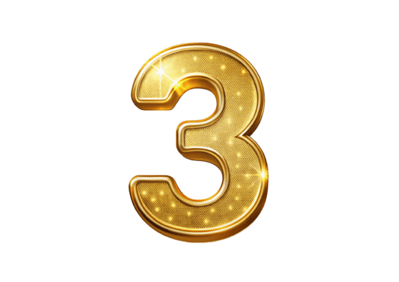 Unlock Creativity with 3D Golden Number 3 PNG