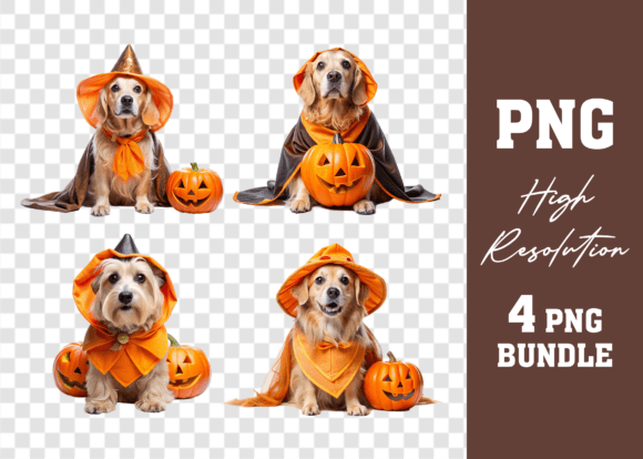 Watercolor 3D Dog Halloween PNG Bundle